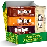 Tim Tam Australian Cookies Gift Box, 4 Full-Size Packs - Original, Dark Chocolate, Chewy Caramel &amp; White - Arnott's Biscuits Gift for Aussie Expats