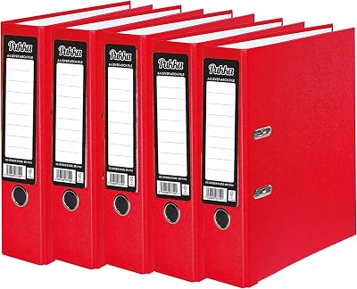 ED Pukka A4 Glossy 2-Ring Lever Arch File Set 5 Red 75mm Spine