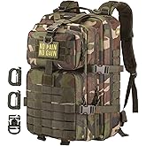 Hannibal Tactical MOLLE Assault Backpack, Tactical Backpack Military Army Camping Rucksack, 3-Day Pack Trip w/Patch, D-Rings, Woodland