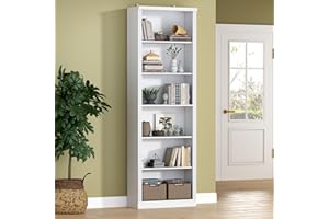 BORNOON 75" Tall Bookshelf, 6-Tier Floor Standing Bookcase with Adjustable Shelves, 24" Wide Open Storage Shelf, Modern Display Organizer for Home Office, Living Room, Bedroom, Study