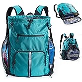 VIGEGARI Large Beach Backpack Waterproof Sandproof - Customized Oversized Drawstring Pool Bag with Shoe Compartment for Toiletries, Towels, Gym, Travel