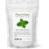 Plant Guru Menthol Crystals 4 oz. Mentha Arvensis 100% Pure Natural USP Food Grade - Great for Cosmetics, Salves, Balms, Creams and Soap Making.
