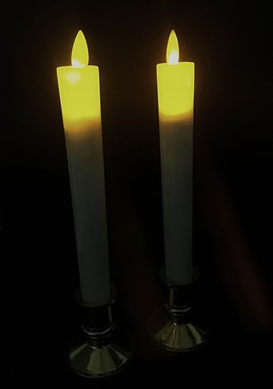 GOYAL Flameless LED Pillar Candle with Flickering Flame and Stand (Set of 2)