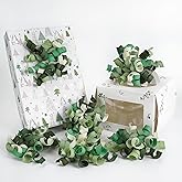 HUIHUANG Green Curly Gift Bows Self Adhesive Sage Green Burst Gift Bow for Gift Wrapping, Birthday, Wedding Baby Shower Party Favors, Wine Bottle, Treat Bags- 6 Counts