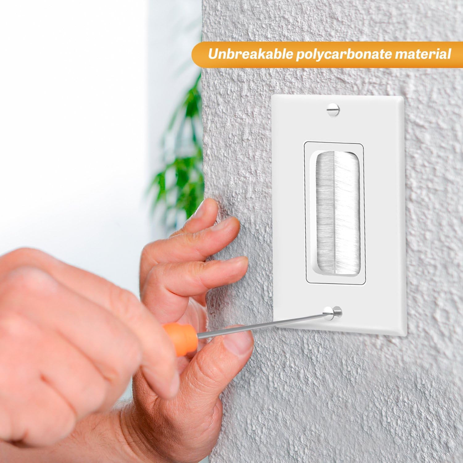 TOPGREENER Bristled Brush Wall Plate Multimedia Pass-Through Insert with Decorator Wall Plate for Low Voltage Cables, Size 1-Gang 4.50" x 2.75", Polycarbonate Thermoplastic, TG8891-6PCS, White 6 Pack: Home Audio & Theater