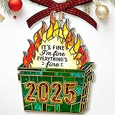 Dumpster Fire Ornament - Unique Christmas Ornaments - Dumpster Fire Gifts for Coworker, Women, Men- Funny Ornaments for Exchange Office - Acrylic Faux Stained Glass Hilarious Christmas Ornaments 2025