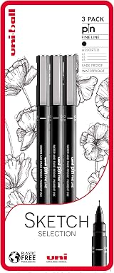 uni-ball PIN Fineliners Black Fine Tip Writing Pens Pack of 3