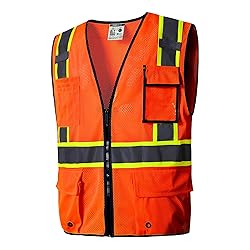 SKSAFETY 10 Pockets Safety Vest, Class 2 High