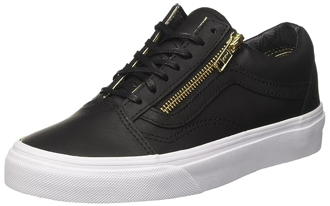 vans old skool zip leather black