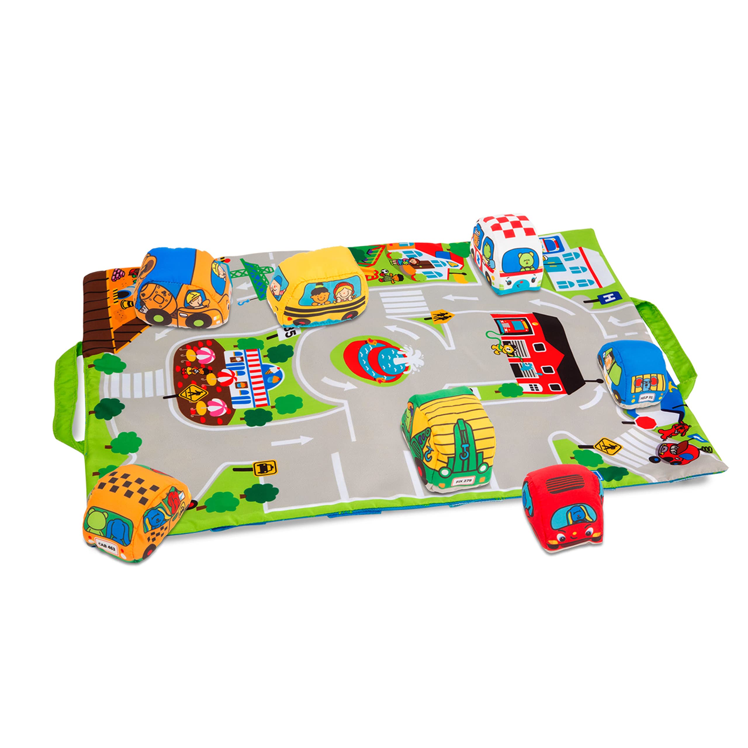 Photo 1 of Melissa & Doug Take-Along Town Play Mat (19.25 x 14.25 inches) with 9 Soft Vehicles