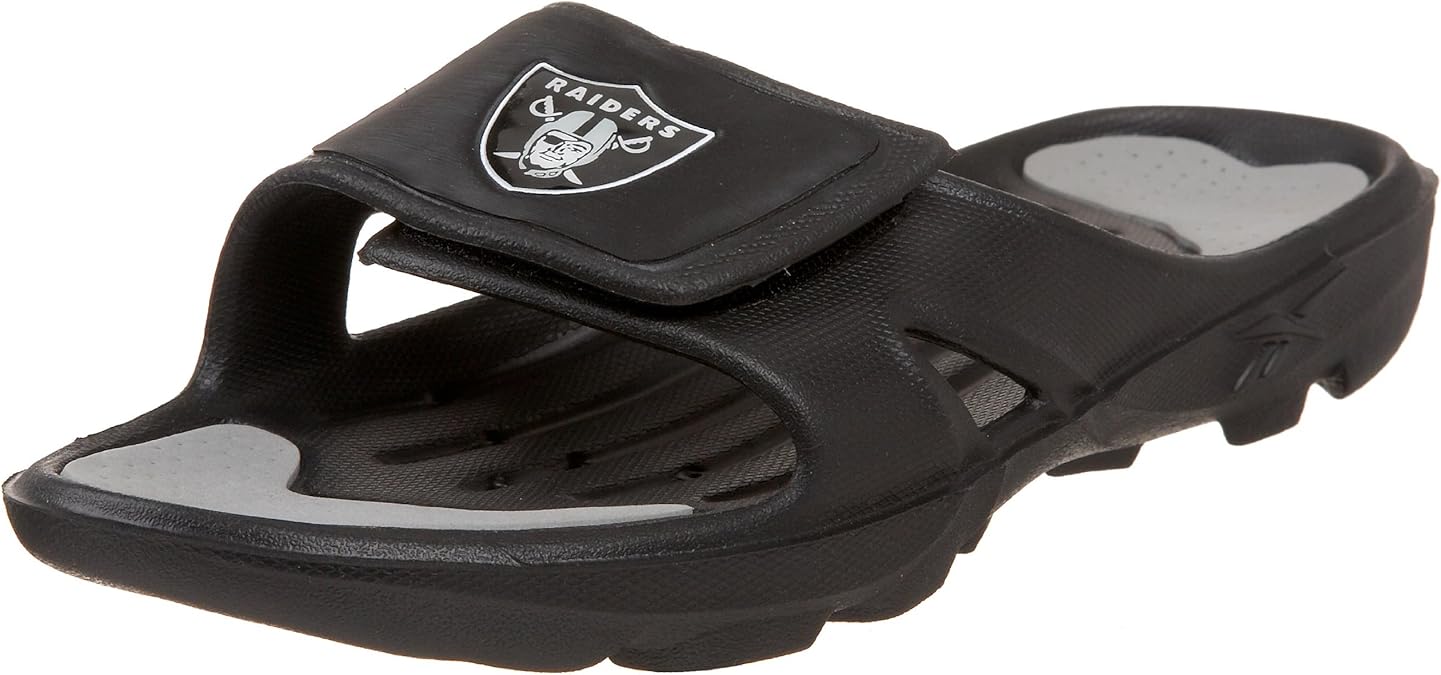 Reebok Men's NFL Raiders Z Slide, Black/Silver, 9 M Sandals