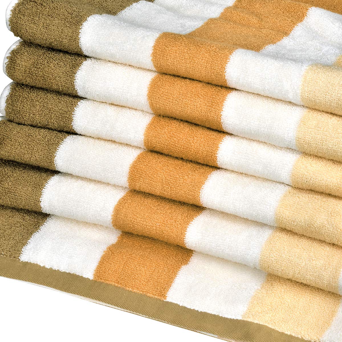 LYH Beach Towel Luxury 100% Cotton Pool Towel, Super Soft XXL Large Size 70x35in Classic Stripe, for Indoors Outdoors, Yellow+White