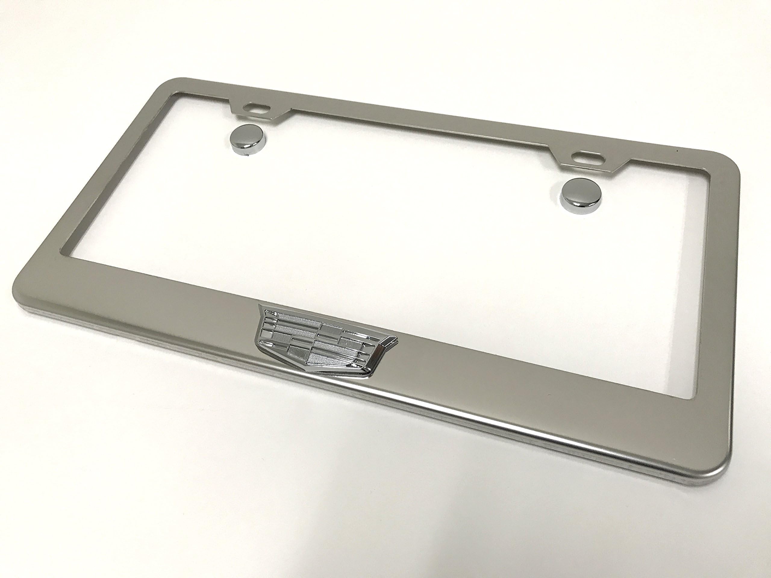 Deepro 3D CadillacCrest Chrome Stainless Steel License Plate Frame Holder