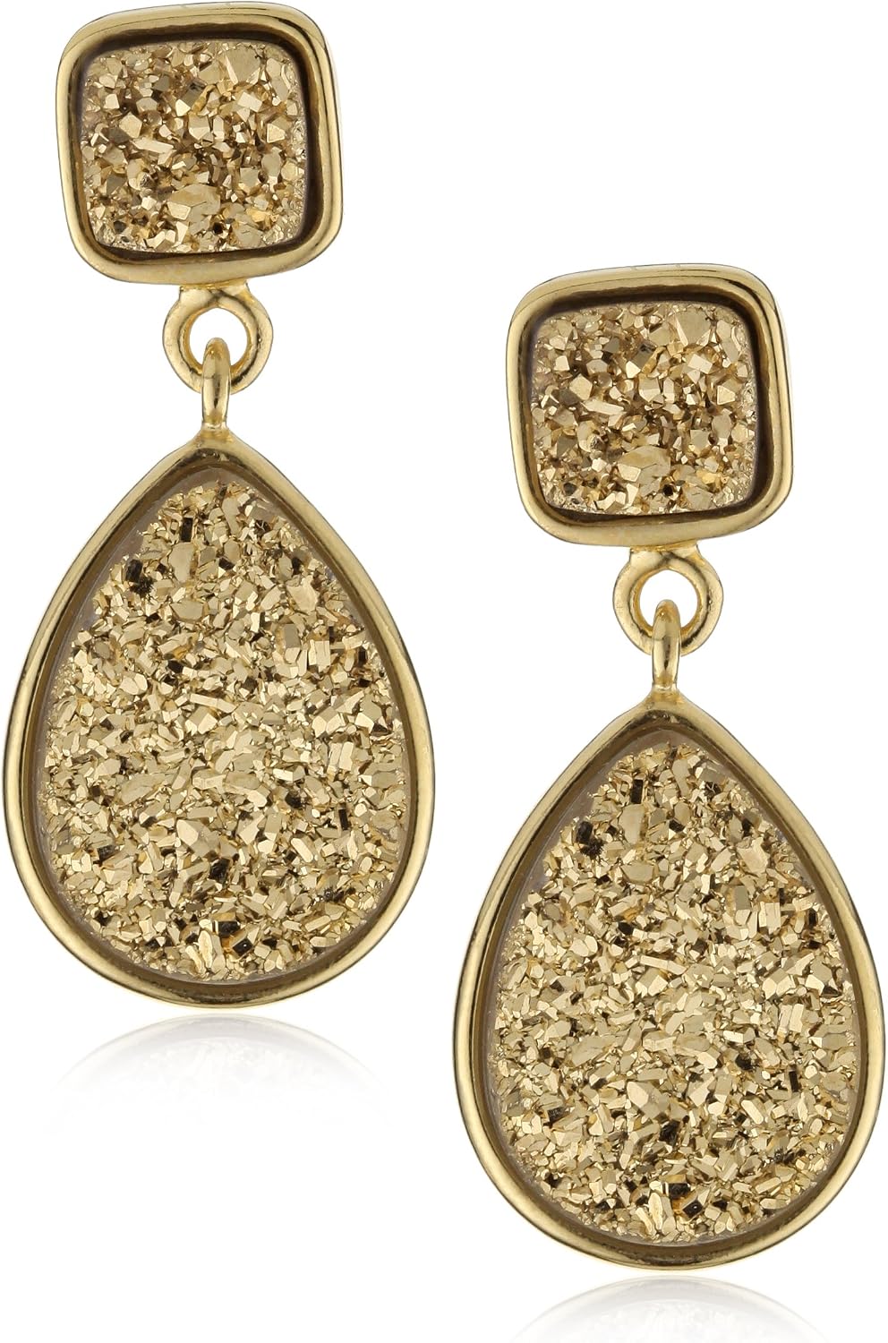 Marcia Moran "Glamour" GoldTone Druzy Stone Double Drop