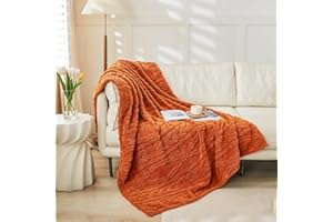 YUSOKI Sherpa Throw Blanket(Without Pillows)-3D Stylish Design Super Soft Cozy Blanket Plush Fluffy Blankets for Teen Girls Women Couch Bed Sofa Chair Gift(Burnt Orange,50"x65")