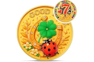 IELCJJ Good Luck 7 Poker Coin - Four-Leaf Clover Lucky Charms Casino Coin - Poker Card Guard Medallion - Gambling Lucky Fortu