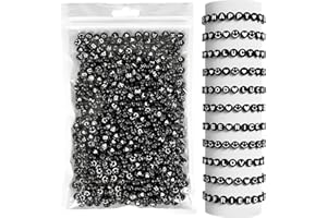 SUBTYE 985 Pieces Letter Beads Kit,28 Styles Friendship Bracelet Kit Alphabet Beads Smiley Face Beads for Bracelets Jewelry Making Kit (Black Bead White Letter)