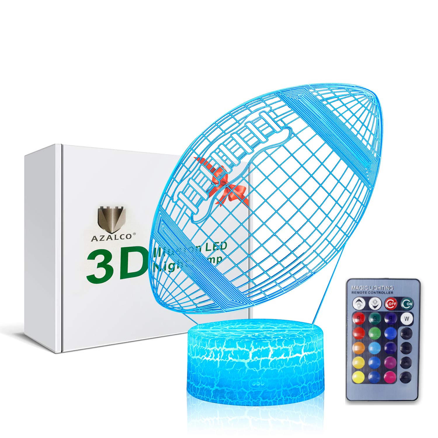 AZALCO Rugby Night Light,3D Illusion Football Lamp for Kids Sprot Fans with 16 Colors Changing Remote Control&Smart Touch Bedroom Decor Lamp Holiday Xmas Birthday Gift