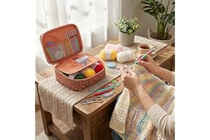 59 Piece Crochet Kit for Beginners Adults with Yarn, Ergonomic Crochet Hooks 2.0-6.0 mm and Lace Steel Needles 0.6-1.9 mm, St