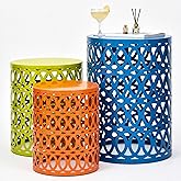 Ultym Side Table Set of 3, Modern Decorative Coffee Table with Geometric Cut-Out Design, Durable Metal Table with No Assembly