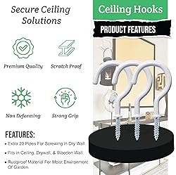 Etoolia 20 Pcs Ceiling Hooks for Hanging Plants