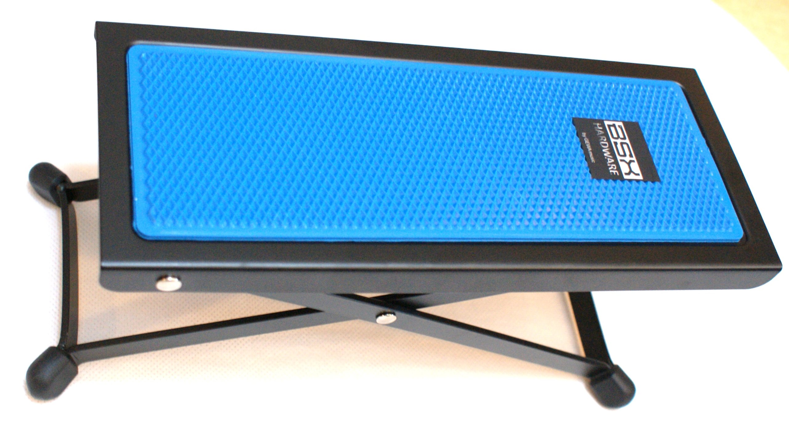 Basix Guitar Footstool Made of Metal with Non-Slip Plastic Cushion in Blue Easy Height-Adjustment with Grid (Footstool)
