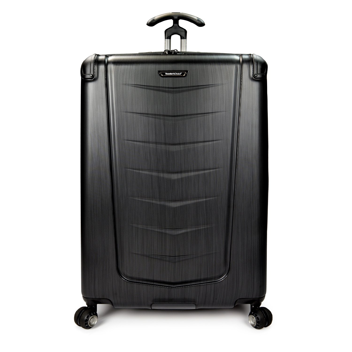 Traveler's Choice Polycarbonate Hardside Expandable Spinner Luggage, Brushed Metal, Silverwood I (30-Inch)