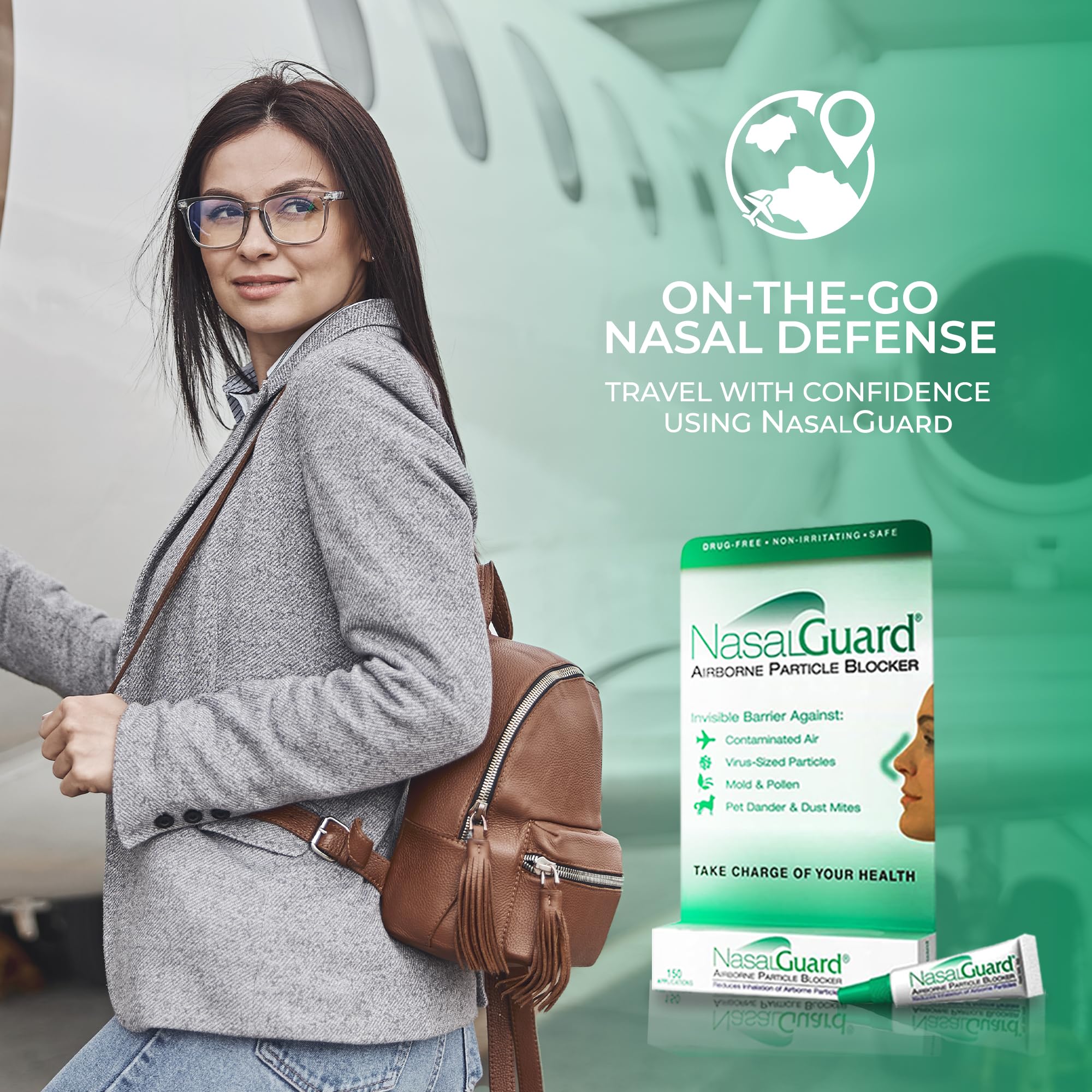 NasalGuard Airborne Particle Blocker Gel - Helps Reduce Inhalation of Allergens, Pollutants & Irritants - Drug-Free, Daily Use (Cool Menthol, 3g, Pack of 2), Over 150 Applications