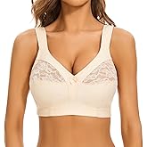 sheroine Women's Cotton Lace Full Figure Bra Plus Size Wirefree Ultrathin Soft Unpadded Support Bras