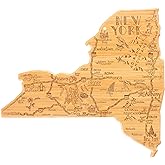 Totally Bamboo Destination New York State Shaped Cutting Board, Charcuterie and Cheese Serving Board – New York Gift for Home Décor or Everyday Kitchen Use
