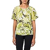 Kasper Womens Jewel Neck Blouse W Flared Elbow Sleeves
