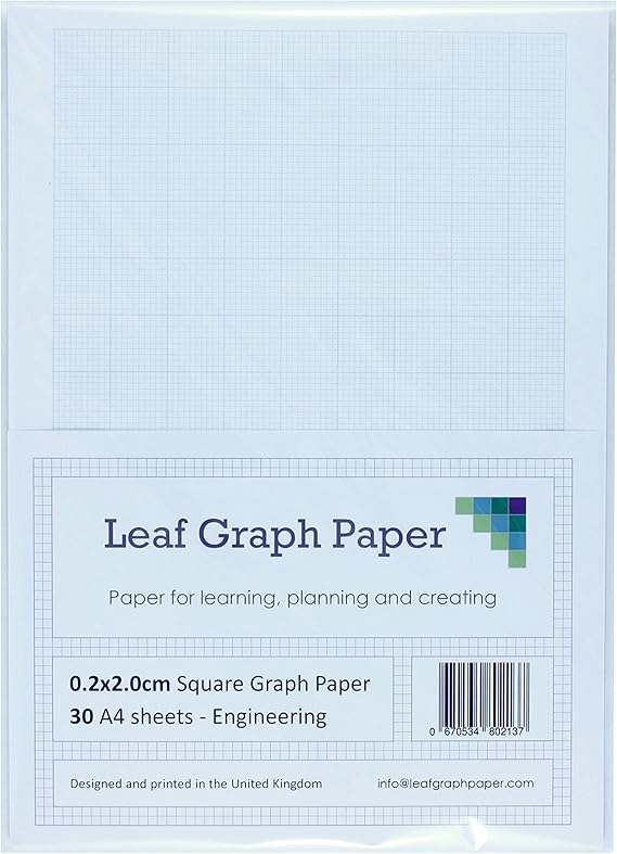 A4 Graph Paper 2mm 0.2cm Squared Engineering 30 LooseLeaf Sheets