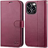 OCASE Compatible with iPhone 15 Pro Wallet Case, PU Leather Flip Folio Case with Card Holders RFID Blocking Kickstand [Shockproof TPU Inner Shell] Phone Cover 6.1 Inch 2023, Burgundy