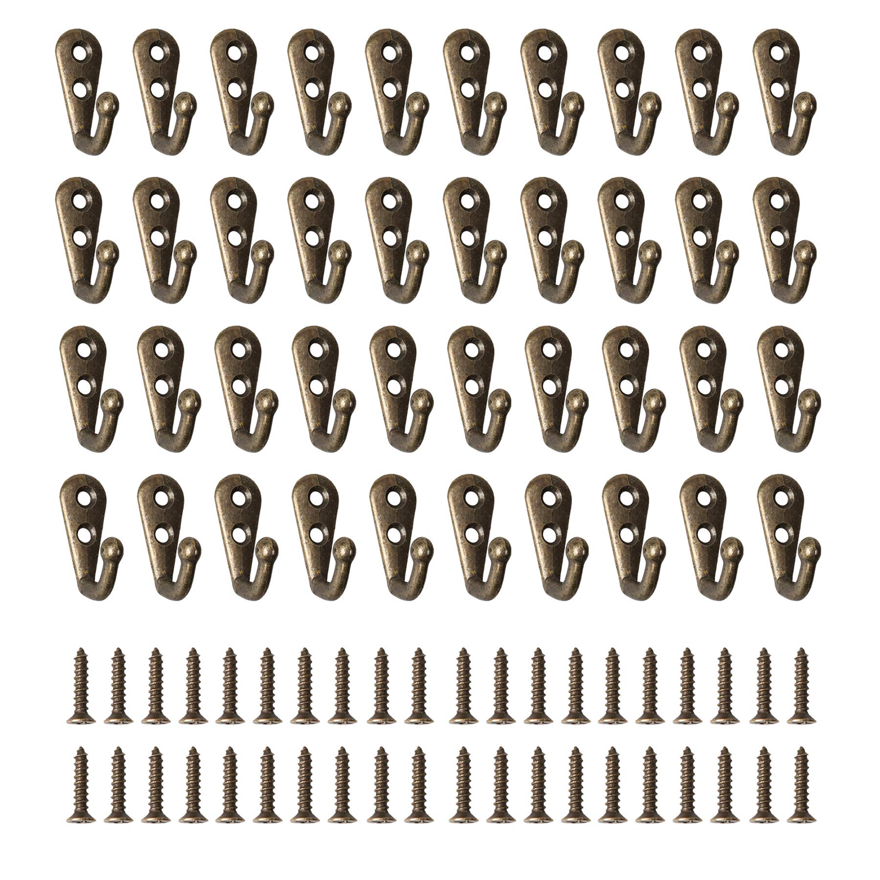 40Pcs Wall Mounted Retro Single Coat Hook, Mini Robe Hook With 80Pcs Screws, Shower Metal Cloth Hanger, Small Vintage Bronze for Bedroom Bathroom Kitchen