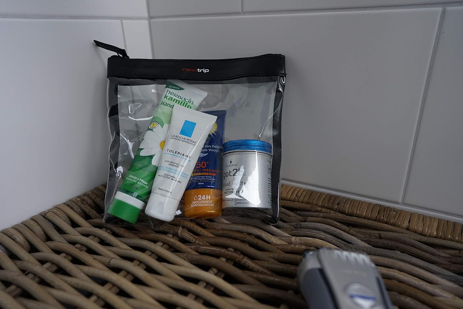 2er Set nextrip Kulturbeutel Transparent für Flüssigkeiten Handgepäck I Kosmetiktasche