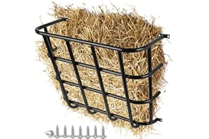 ICITYWALL Hay Feeder Goat, 24.4 x 20.8 x 12.6 Multiple Sided Goat Hay Rack, Heavy Duty Galvanized Metal Wall Hay Rack for Sheep Horses, etc(Black)