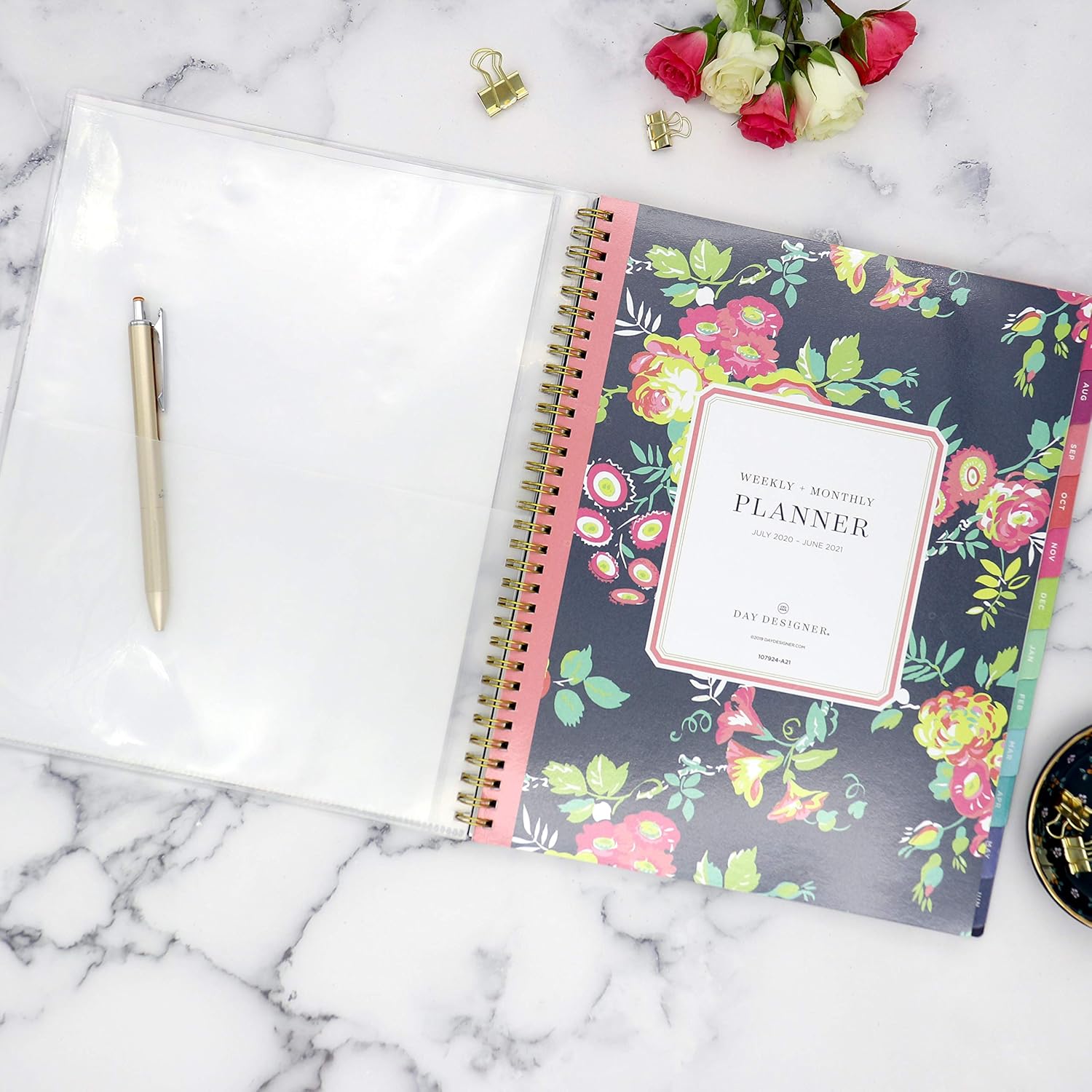 Day Designer for Blue Sky 2020-2021 Academic Year Weekly & Monthly Planner, Flexible Cover, Twin-Wire Binding, 8.5" x 11", Peyton Navy : Office Products