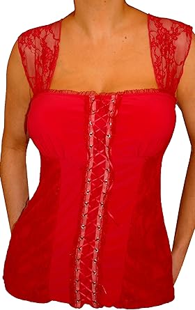 red lace bustier top