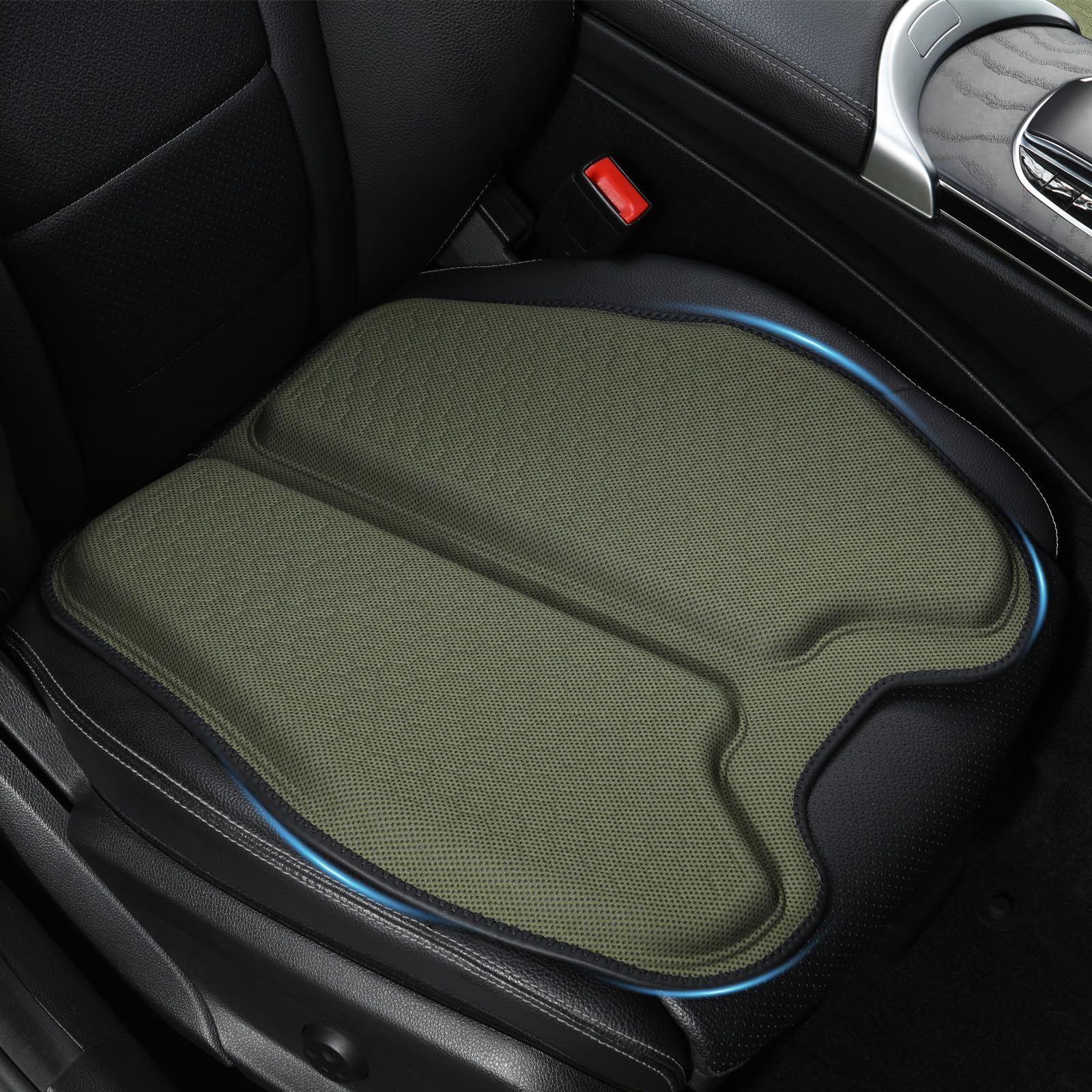 Photo 1 of Binsheo Soft Thin Gel Seat Cushion for Car Seat, Office Chair, Wheelchair, Stadium - Non-Slip Car Seat Cushions with 1 Inch Gel - Sciatica & Tailbone Pain Relief (Green)