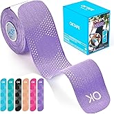 OK TAPE Synthetic Kinesiology Tape Precut Strips, Waterproof Elastic Athletic Tape for Pain Relief & Muscle Support, Reflective Design, 2in×16.4ft Roll, 20 PCS -Purple