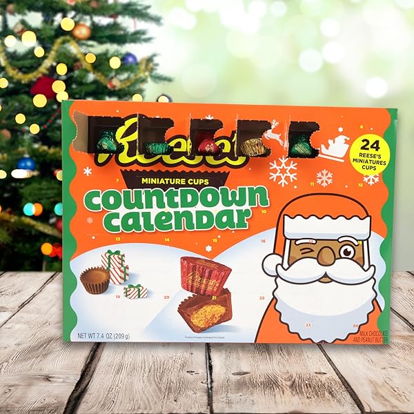 2024 REESE’S PEANUT BUTTER CUP ADVENT CALENDAR, 24-DAY COUNTDOWN TO CHRISTMAS WITH CANDY, INDIVIDUALLY WRAPPED PIECES, 7.4 OUNCES