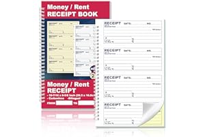 200 Sets Bilingual Receipt Book Invoice Book 6.6x10.6 Inch Spiral Bound Duplicate Carbonless White Yellow with Tear Off Sheet