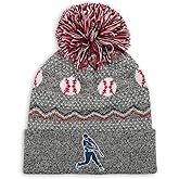 ChalkTalkSPORTS Baseball Knitted Beanie Hat | Baseball Pom Beanies