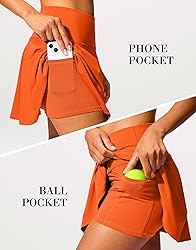 SANTINY 14" Tennis Skirt Golf Skorts with Pockets