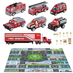 TEMI Diecast Emergency Fire Rescue Vehicle Toy Set