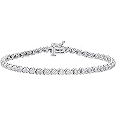 Dazzlingrock Collection 0.25 Carat Round White Diamond Ladies XO Tennis Bracelet, Sterling Silver
