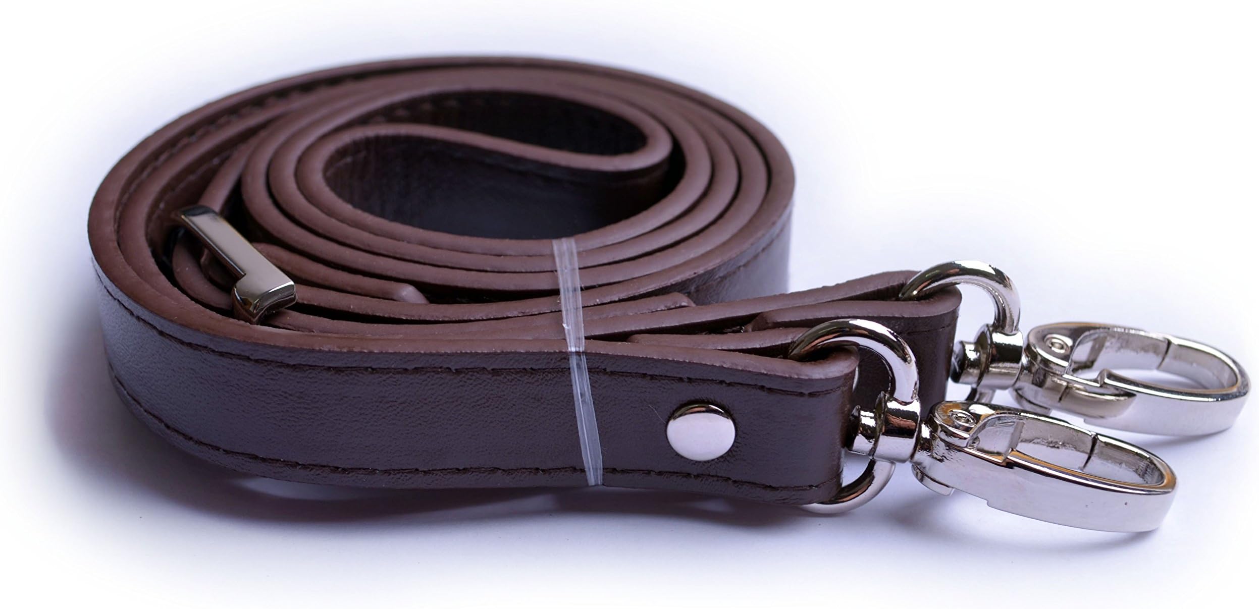 Wento 1pcs 43''-49'' Pu Dark Brown Leather Adjustable Bag Strap,Soft Leather Shoulder Straps,Replacement Cross Body Purse Straps,Handbag Bag Wallet Straps (Silver)