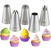 5PCS Large Piping Tips Set, COKUMA Stainless Steel Cake Decorating Tips, Frosting Icing Tips for Cupcakes, Cake, Cookie and Decorating (Dishwasher Safe)