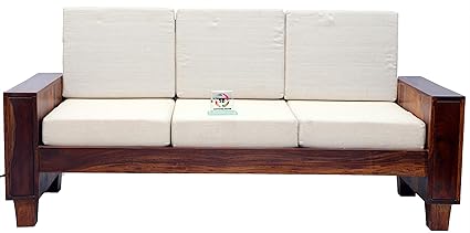 Santosha Decor Solid Sheesham Wood 3 Seater Sofa Set for Home (Teak Finish)