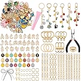 BESARME 413PCS Charms Lip Gloss Keychain Making Kit DIY Keychains Including Key Chain Hooks, Jump Rings, Lobster Clasps, Jewelry Making Kit for DIY Craft Gifts